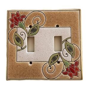 Ceramic Jacobean Flower Double Toggle Switch Plate All Fired Up Canada Art Nuevo